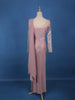 Light Pink Stripes Design Satin Ready To Wear Saree With Designer Blouse - Diadem