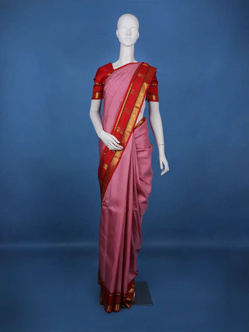 Light Pink Zari Woven Pure Kanchipuram Silk Saree - Diadem