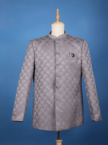 Light Purple Geometric Design Viscose Men's Suit - Diadem