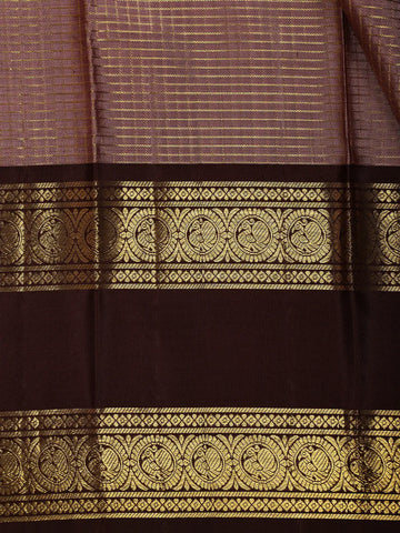 Light Purple Small Checks Woven Pure Kanchipuram Silk Saree - Diadem