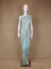 Light Blue Floral Designed Organza Designer Saree - Diadem