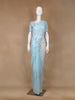 Light Blue Floral Motif Sequin Designed Organza Designer Saree - Diadem