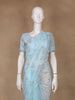 Light Blue Floral Motif Sequin Designed Organza Designer Saree - Diadem