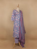 Light Blue Floral Printed Cotton Salwar Suit - Diadem