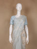 Light Blue Floral Motif Sequin Designed Organza Designer Saree - Diadem