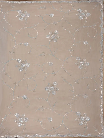 Light Blue Floral Motif Sequin Designed Organza Designer Saree - Diadem