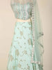 Light Blue Lehenga Adorned in Floral Sequins with Dupatta - Diadem