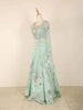 Light Blue Lehenga Adorned in Floral Sequins with Dupatta - Diadem
