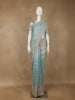 Light Blue Sequin Floral Designed Net Saree - Diadem
