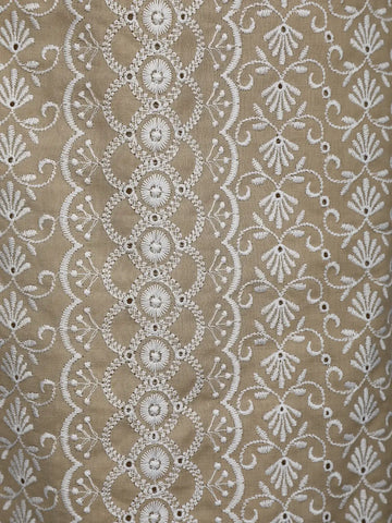 Light Brown Floral Designed Cotton Salwar Suit - Diadem