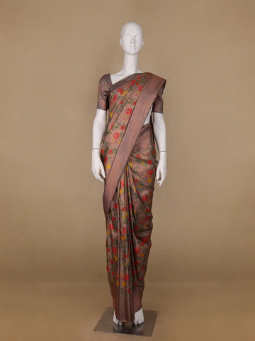Light Copper Floral Designed Soft Silk Saree - Diadem