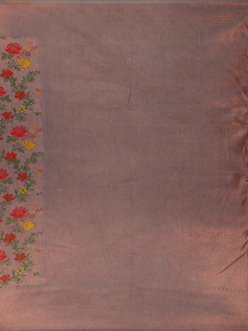 Light Copper Floral Designed Soft Silk Saree - Diadem