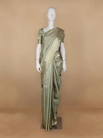 Light Green Abstract Woven Pure Kanchipuram Silk Saree - Diadem