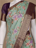 Light Green Floral Printed Chiffon Saree - Diadem