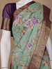 Light Green Floral Printed Chiffon Saree - Diadem