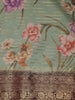 Light Green Floral Printed Chiffon Saree - Diadem