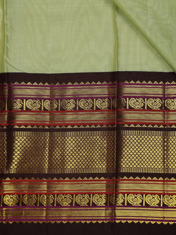 Light Green Peacock Woven Motif Pure Kanchipuram Silk Saree - Diadem
