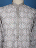 Light Grey Geometric Embroidered Kurta with Sequin Detailing - Diadem