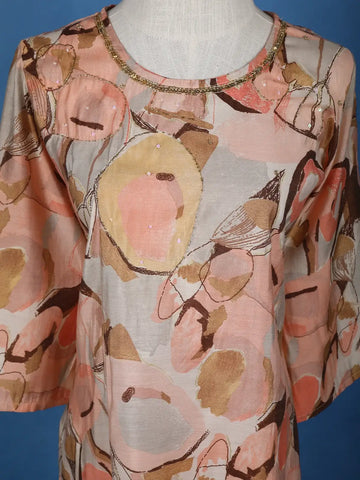 Light Peach Abstract Designed Cotton Salwar Suit - Diadem