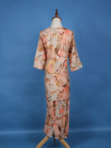 Light Peach Abstract Designed Cotton Salwar Suit - Diadem