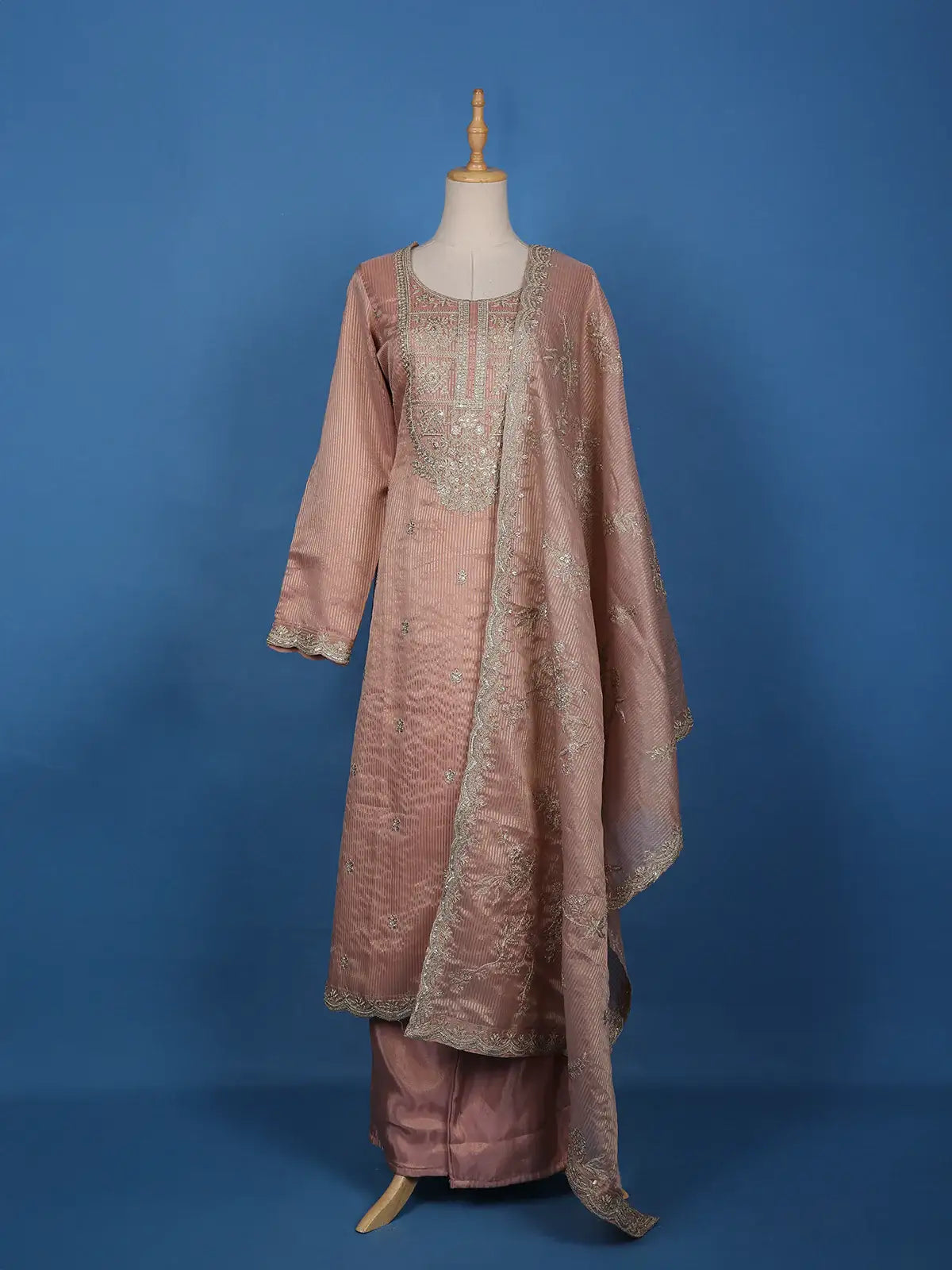 Light Peach Floral Designed Georgette Salwar Suit - Diadem