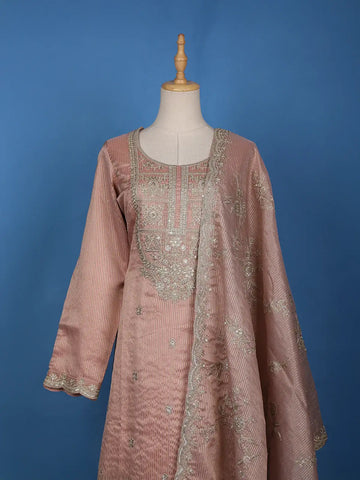 Light Peach Floral Designed Georgette Salwar Suit - Diadem