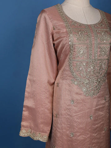 Light Peach Floral Designed Georgette Salwar Suit - Diadem