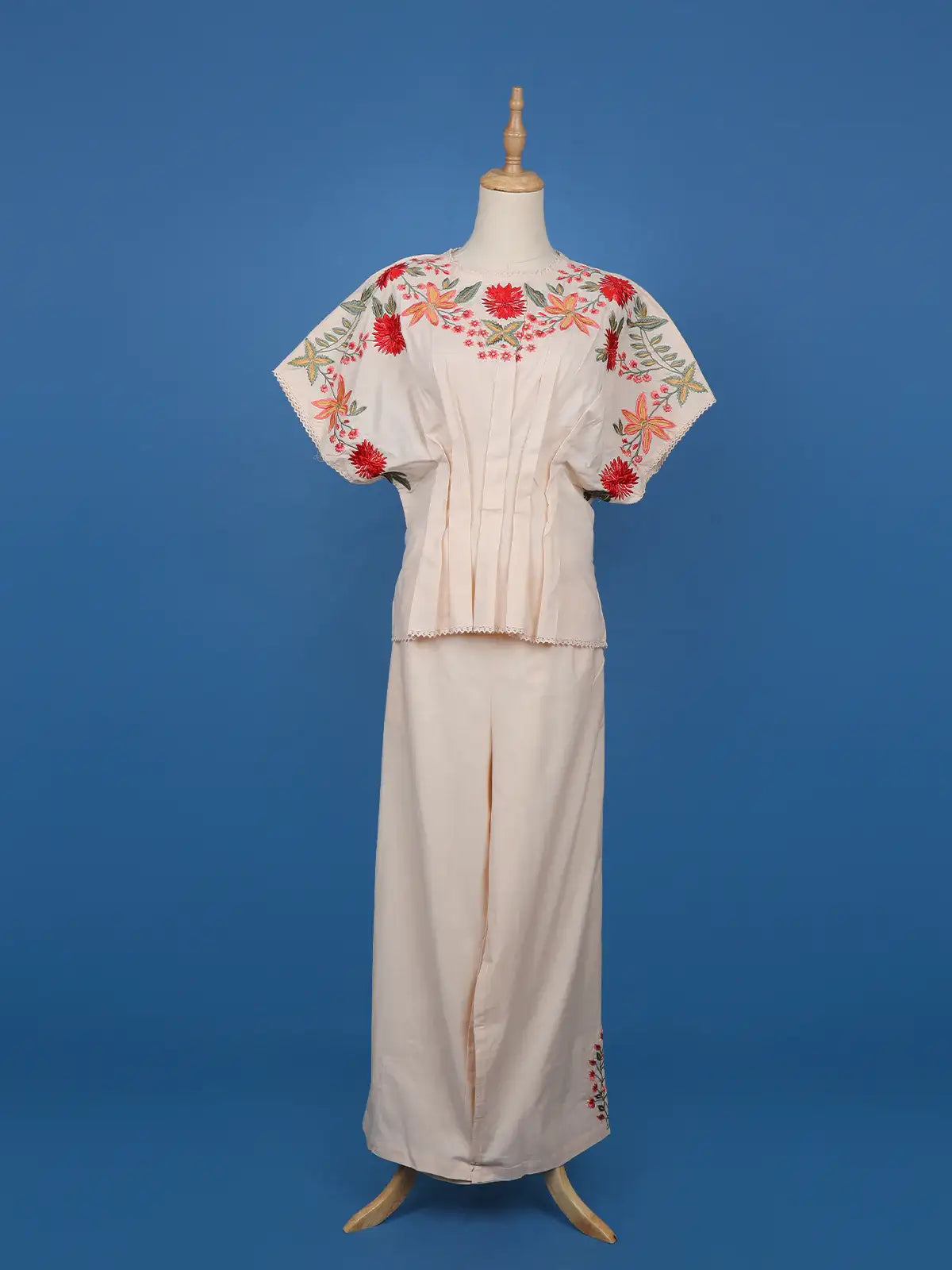 Light Peach Floral Designed Net Salwar Suit - Diadem