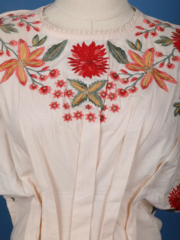 Light Peach Floral Designed Net Salwar Suit - Diadem