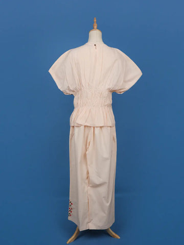 Light Peach Floral Designed Net Salwar Suit - Diadem