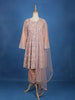 Light Peach Floral Designed Net Salwar Suit - Diadem
