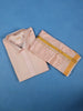 Light Peach Plain Semi Silk Full-Sleeve Shirt with Matching Dhoti Set - Diadem