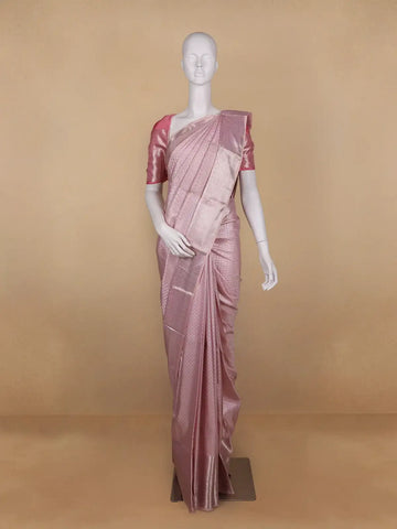 Light Pink Floral Butta Woven Pure Kanchipuram Silk Saree - Diadem