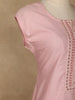Light Pink Floral Designed Cotton Kurti - Diadem