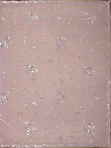 Light Pink Floral Motif Sequin Designed Organza Designer Saree - Diadem