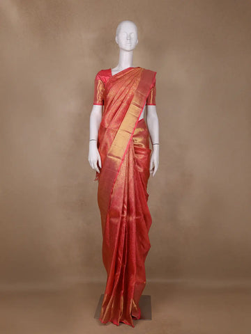 Light Pink Floral Woven Motifs Pure Kanchipuram Tissue Silk Saree - Diadem