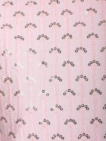 Light Pink Sequin Embroidered Brocade Kurta Pyjama - Diadem
