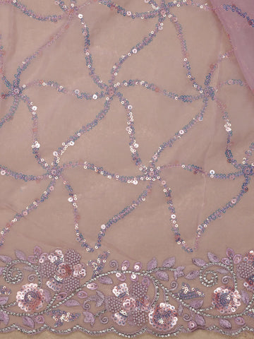 Light Purple Floral Designed Organza Designer Saree - Diadem