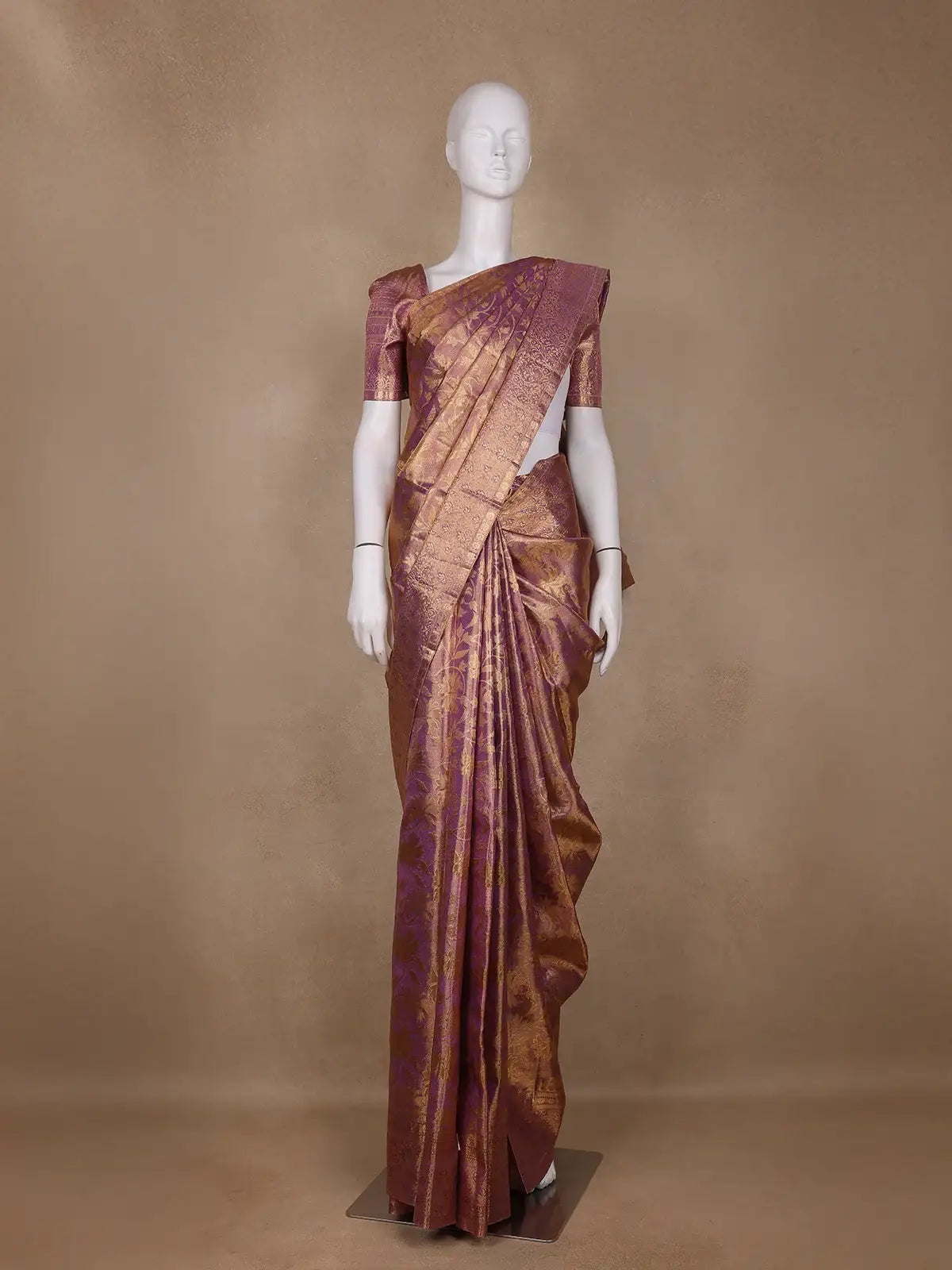 Light Purple Floral Woven Motifs Pure Kanchipuram Silk Saree - Diadem