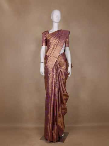 Light Purple Floral Woven Motifs Pure Kanchipuram Silk Saree - Diadem