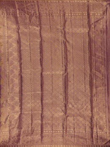Light Purple Floral Woven Motifs Pure Kanchipuram Silk Saree - Diadem