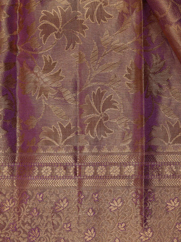Light Purple Floral Woven Motifs Pure Kanchipuram Silk Saree - Diadem