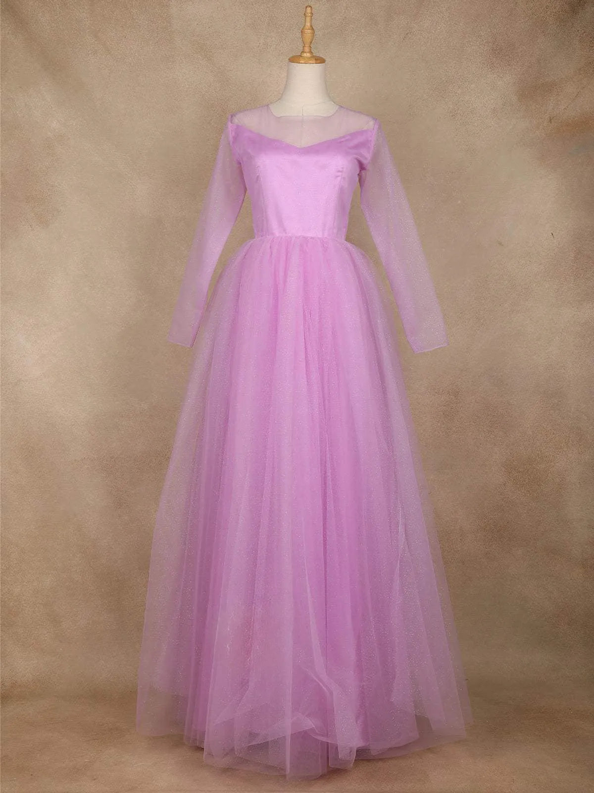 Light Purple Glitter Net Ball Gown - Diadem