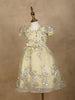 Light Yellow Floral Designed Party Gown for Girls - Diadem