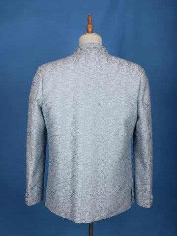 Light blue Floral Designed Jodhpuri Men's Suit - Diadem