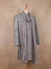 Lilac Grey Floral And Paisley Embroidery Net Sherwani Suit