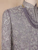 Lilac Grey Floral And Paisley Embroidery Net Sherwani Suit