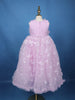 Lilac Butterfly Applique Embroidered Net Kids Gown - Diadem