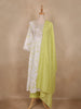 Lime Green Floral Embroidered Design Cotton Anarkali Salwar Suit