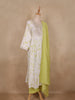 Lime Green Floral Embroidered Design Cotton Anarkali Salwar Suit